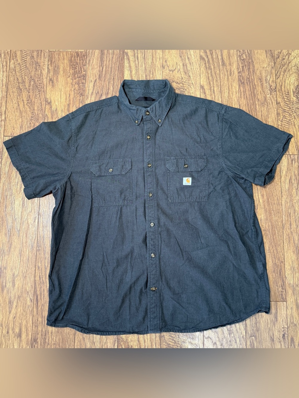 Carhartt Loose Fit Short Sleeve Shirt Men 2XL Tall Black Work Button Down